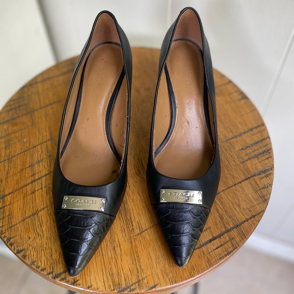 Black Coach Kitten Heels